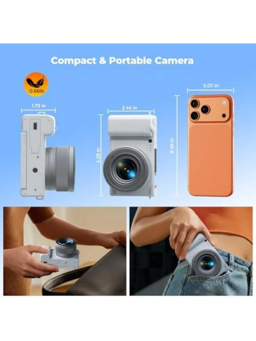 72MP 5K Digital Camera with 6X Optical Zoom & Flip Screen for Vlogging